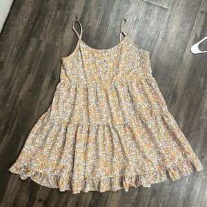 Ditsy Orange Yellow Floral Sundress